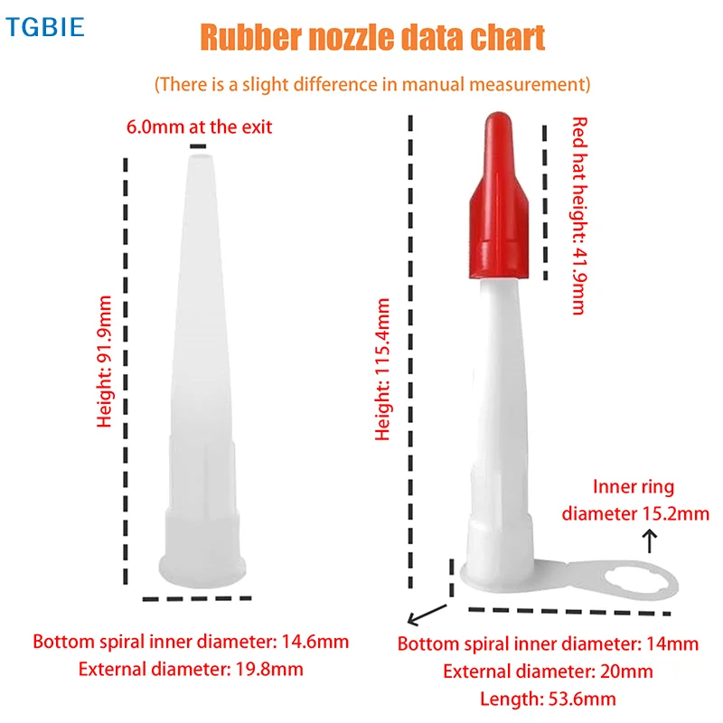 

[TL][TL]10Pcs Spare Silicone Nozzle Sealant Tool Kit Re-sealable Mastic Cartridge Spare Nozzles Screw Cover For Caulking Pipes