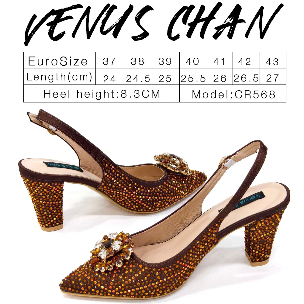 Venus Chan-zapatos de diseñador con punta estrecha para mujer, conjunto a juego, de lujo, para boda, Color melocotón, con diseño ahuecado