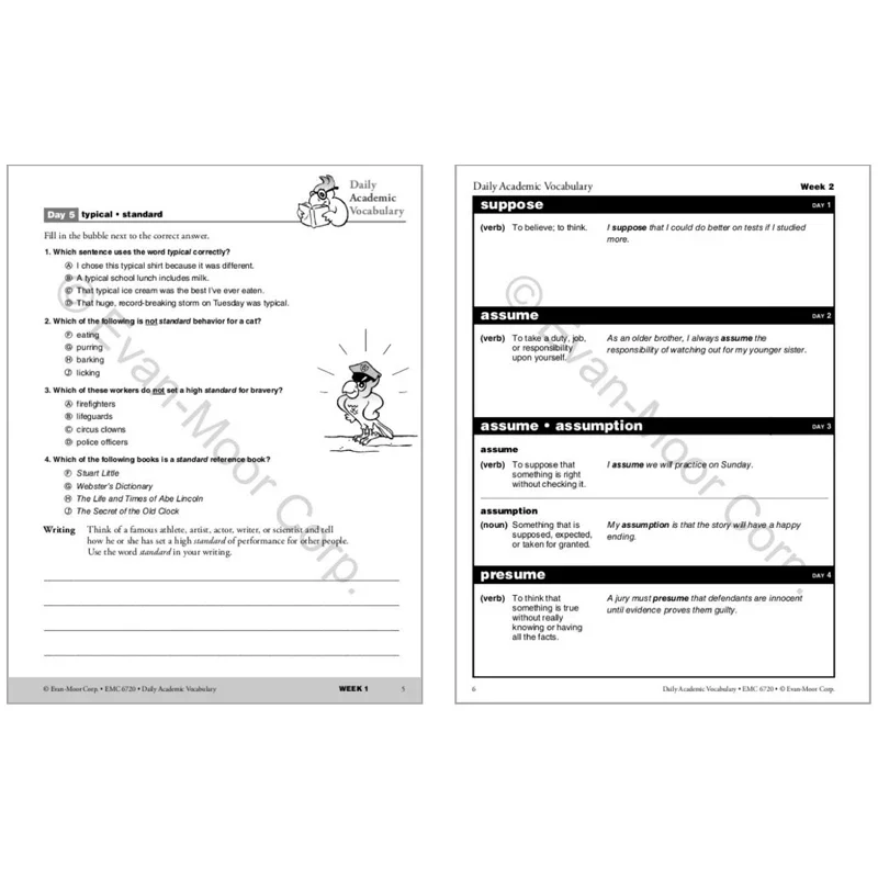 Evan-Moor Daily Academic Vocabulary, Grade 5 SE Workbook,aged 9 10 11 12, English book 9781609633622