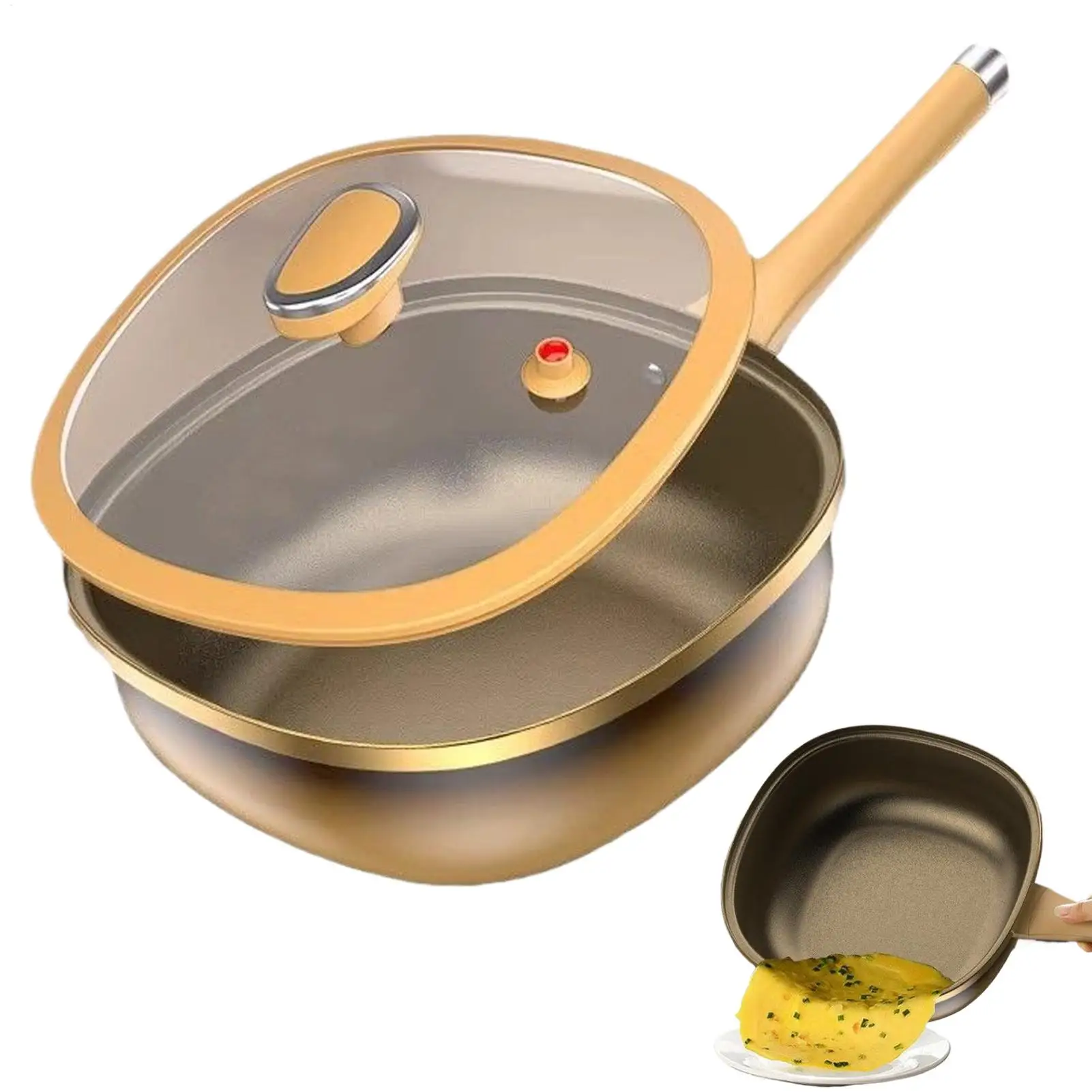 

Сковорода с антипригарным покрытием, сковорода с крышкой, кухонная кастрюля из титанового сплава для электрической индукционной плиты, посуда для дома, квартиры, ресторана