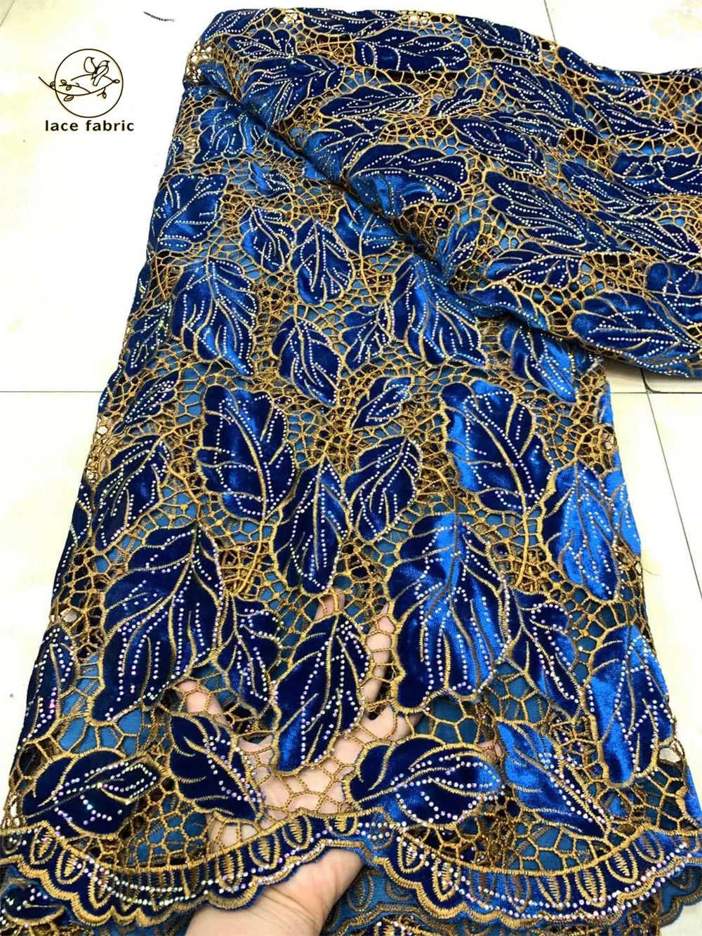 

African Velvet Lace Fabric 5 Yards High Quality Women Party Dress Luxury Stones Embroidery Nigerian Lace Materials For Sewing