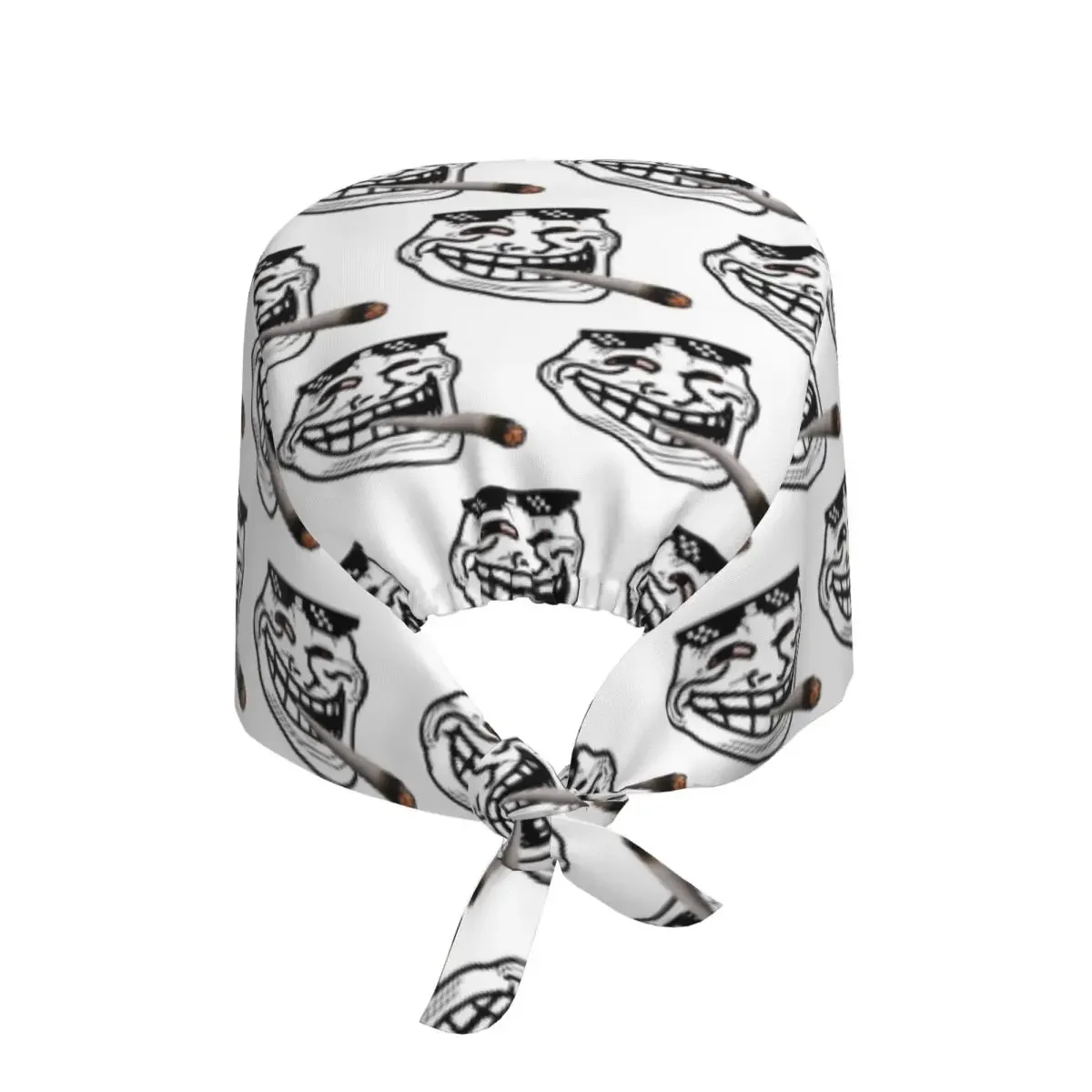 Novelty TROLL Face Meme Funny Scrub Hat Doctor Working Surgical Cap Unisex Adjustable Nursing Caps for Dentist