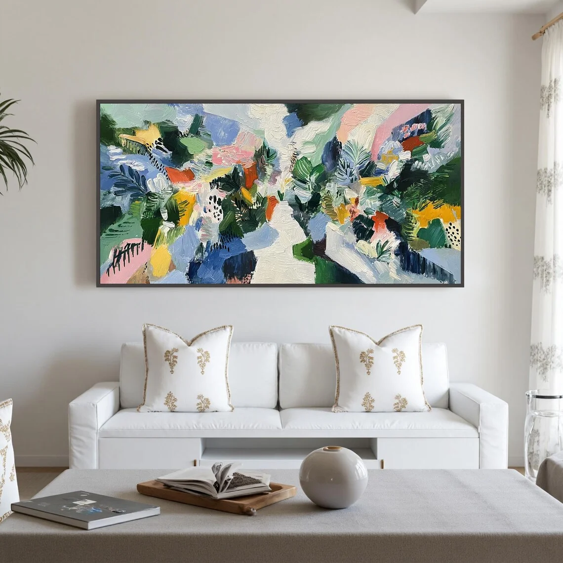 لوحة زيتية أصلية بتصميم حدائق - مراجعة Abstract Oil Painting وسعره
