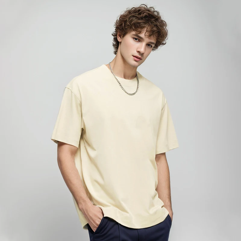 High Quality Blank Casual Unisex Round Neck 220g Combed Compact Cationic Spinning lightweight spun cotton t shirt