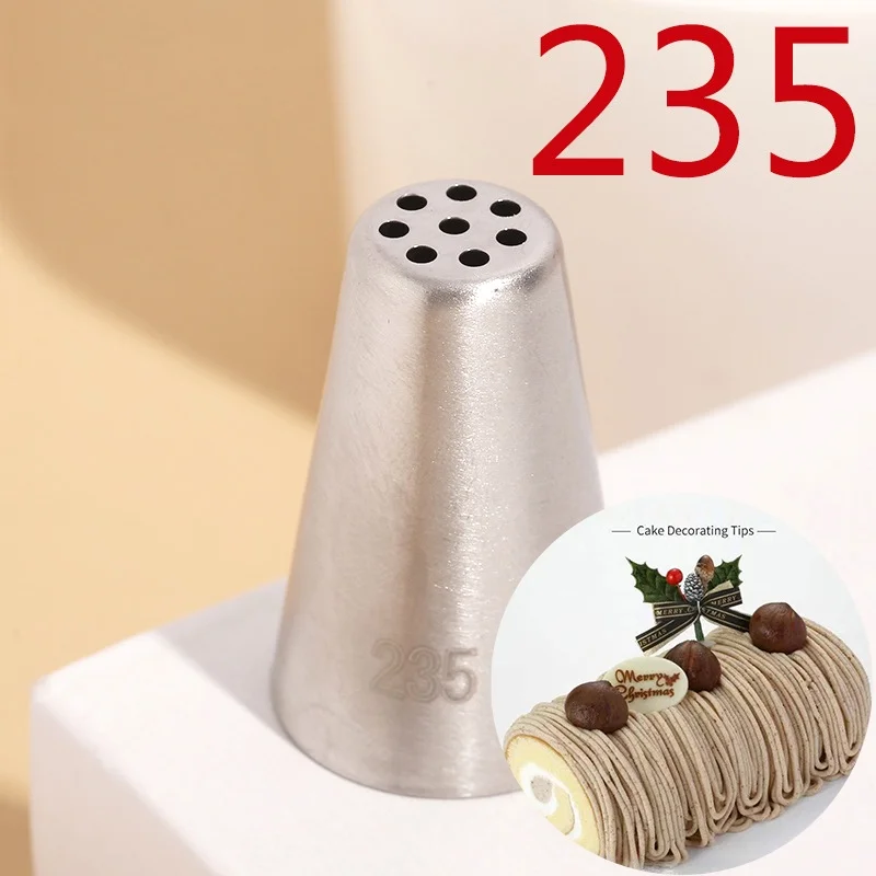 #235 Multi-Open Nozzle Icing Tip Stainless Steel Piping Nozzles Cup Cake Decorating Cream Mouth for Grass Mont Blans， Baking