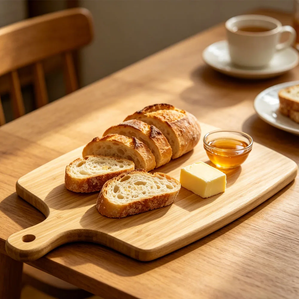 Natural Double Sided Bamboo Cutting Board with Handle Tray Sustainable Durable Kitchen Chopping Block for Cooked Food