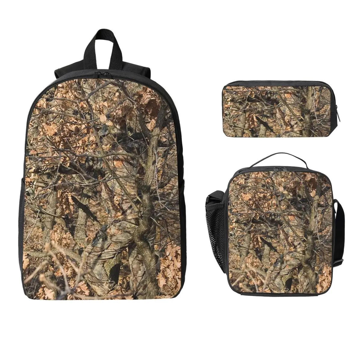 

Real Tree Camouflage Backpack Student Boys Girls BookBag School Bag Laptop Shoulder Bags 3ps Insulated Lunch Bag Pencil Case
