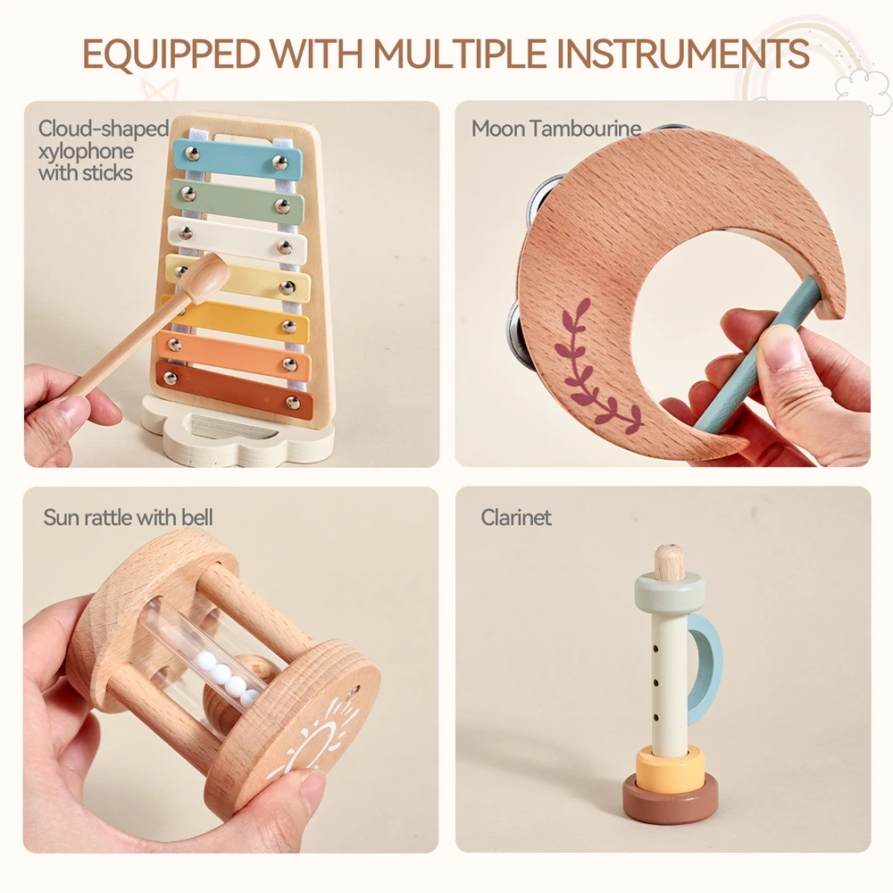 ألعاب إثراء الموسيقى المبكرة للرضع تصميم على شكل سحابة كرتونية ألعاب أطفال مستوحاة من مونتيسوري لعبة إكسيليفون خشبية