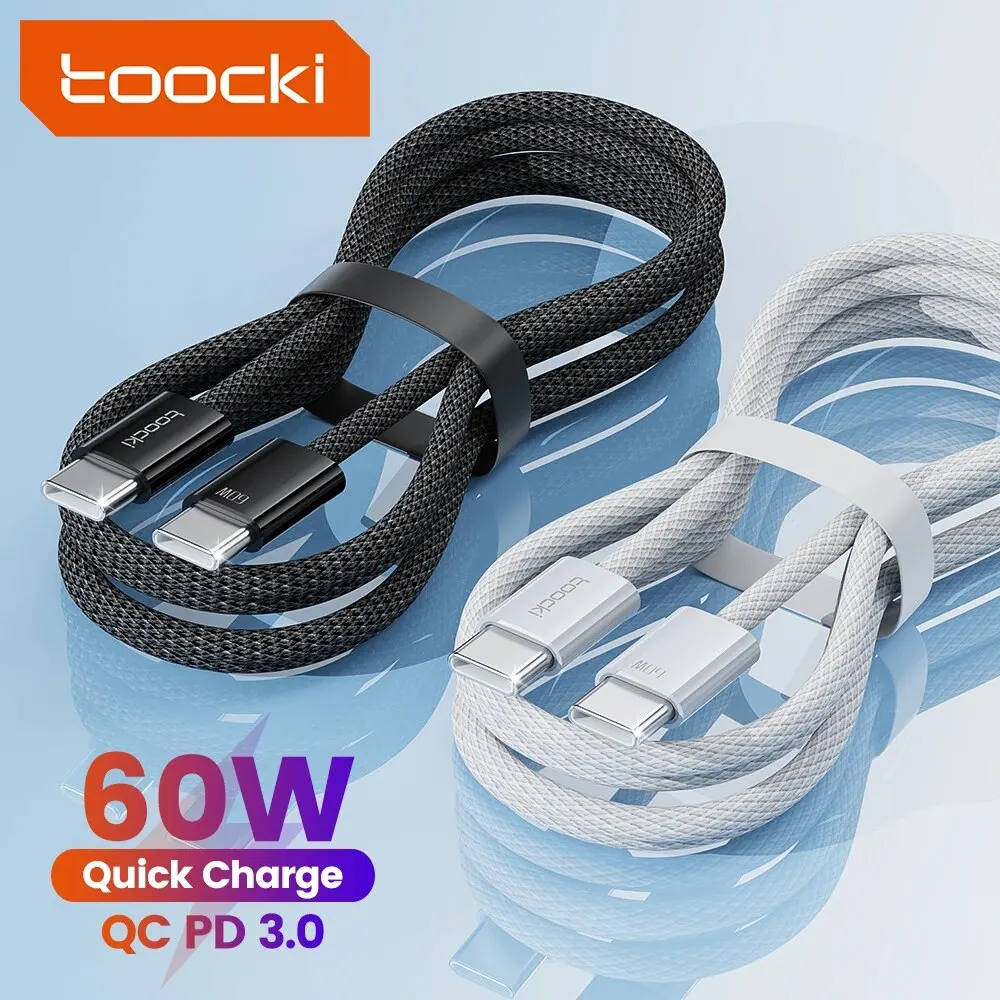 Toocki 60W USB C Cable for iPhone 15 Promax Plus iPad Pro Air Mini Macbook Samsung S23 Xiaomi Huawei Fast Chagring Type C Cable