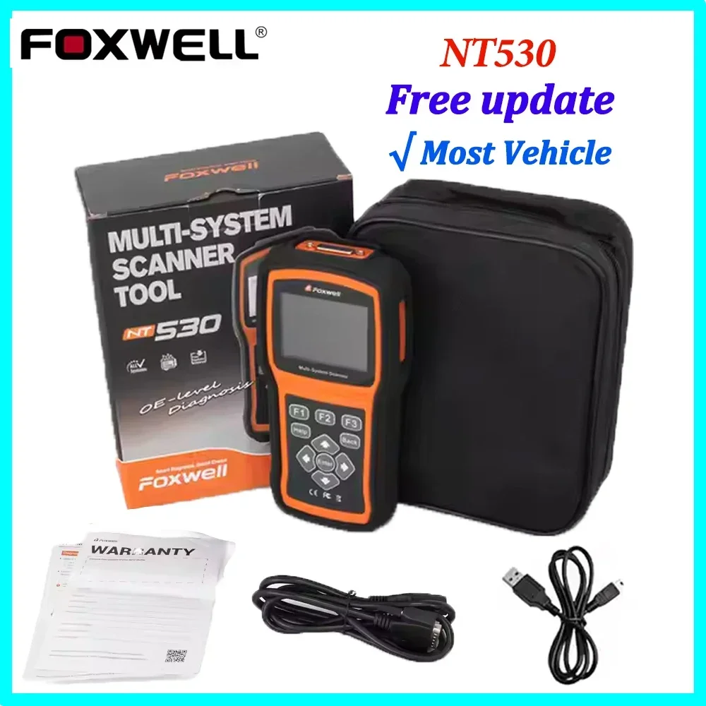 Foxwell NT530 Obd2 Scanner Multi-System Scanner Support for Chrysler Porsche BMW Benz Nissan Suzuki GM Chassis Update of NT520