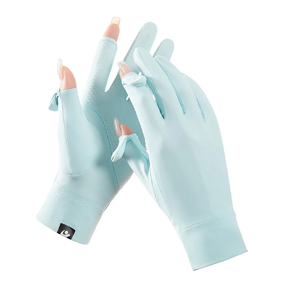 LOOGDEEL UPF50+ Sunscreen Breathable Fashion Driving Running Gloves Cold Ice Silk Bike Thin Silicone Anti-UV Gloves Women Men