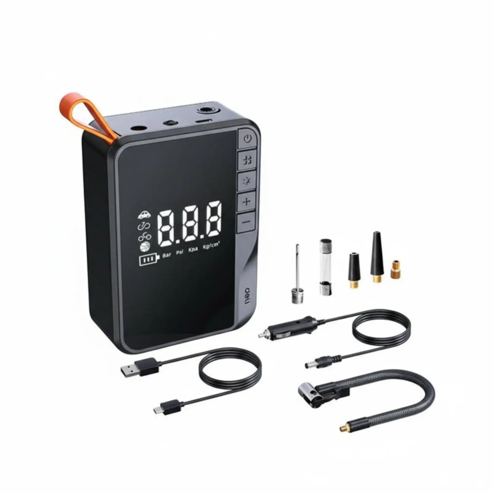 

Портативный цифровой насос для быстрой накачки шин с автоматическим отключением и предустановленными режимами для автомехаников