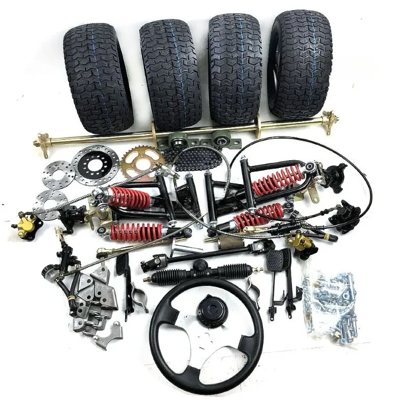 pipe kart accessories frame front and rear suspension steering machine steering rear axle 6-inch tire front and rear disc brake