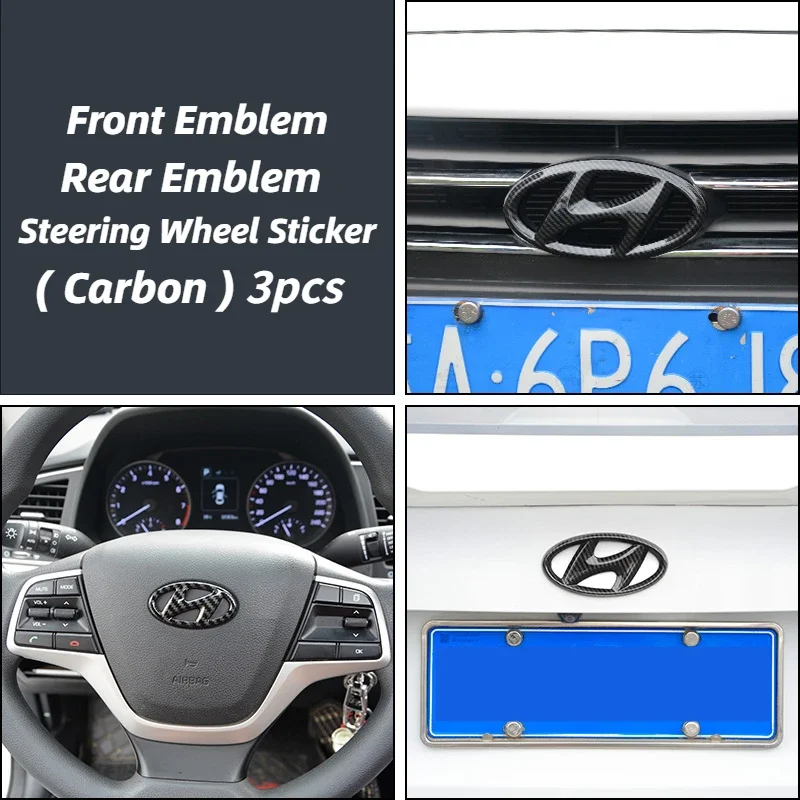 ABS Car Front Grille Sticker, Tronco Emblema Traseiro, Emblema de Volante, Acessórios para Hyundai La Festa Lafesta Mistra 2014-2019