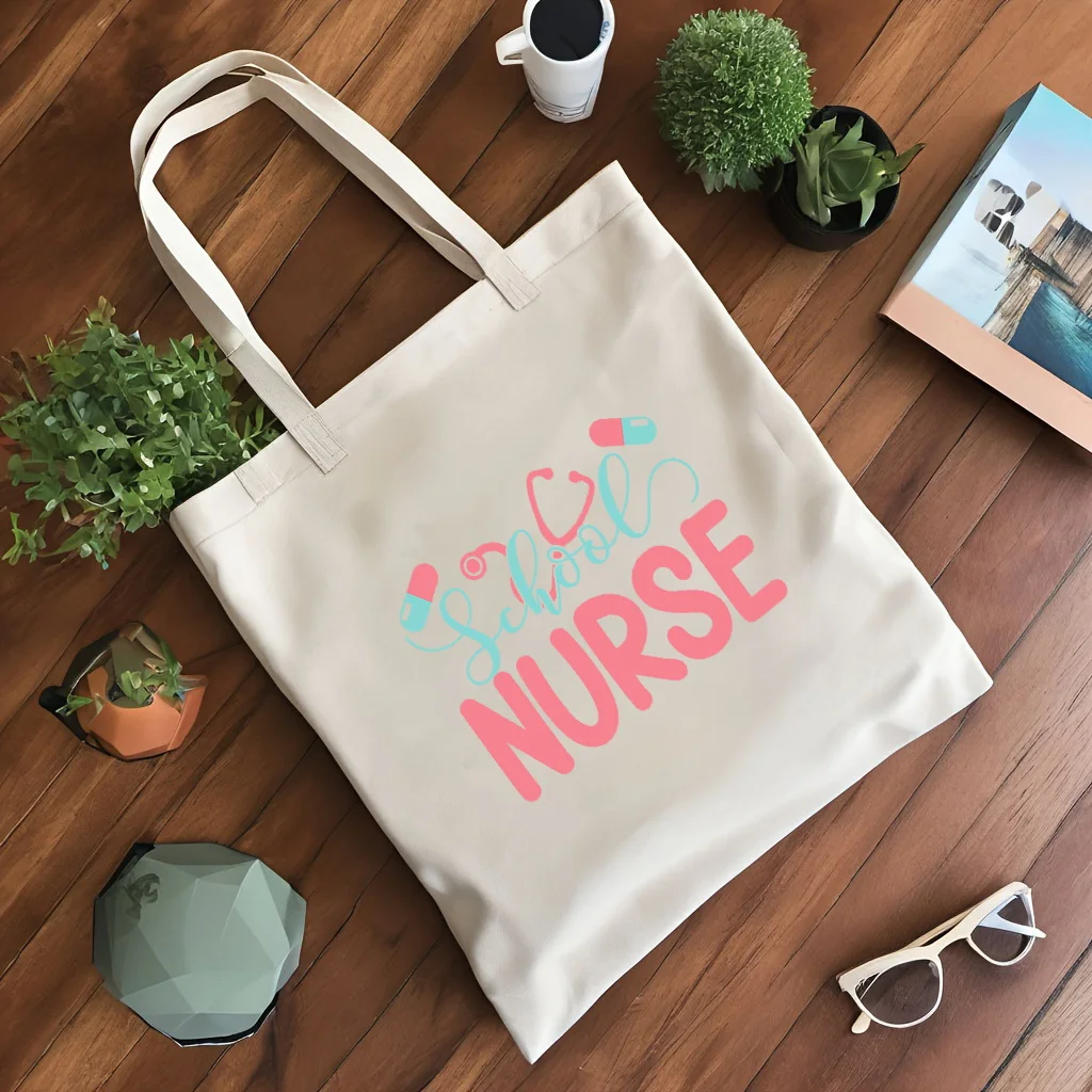 Nurse's Day print Canvas Handbag with Large Capacity Storage Bag Commuting Bag Travel Bag Lightweight and Foldable