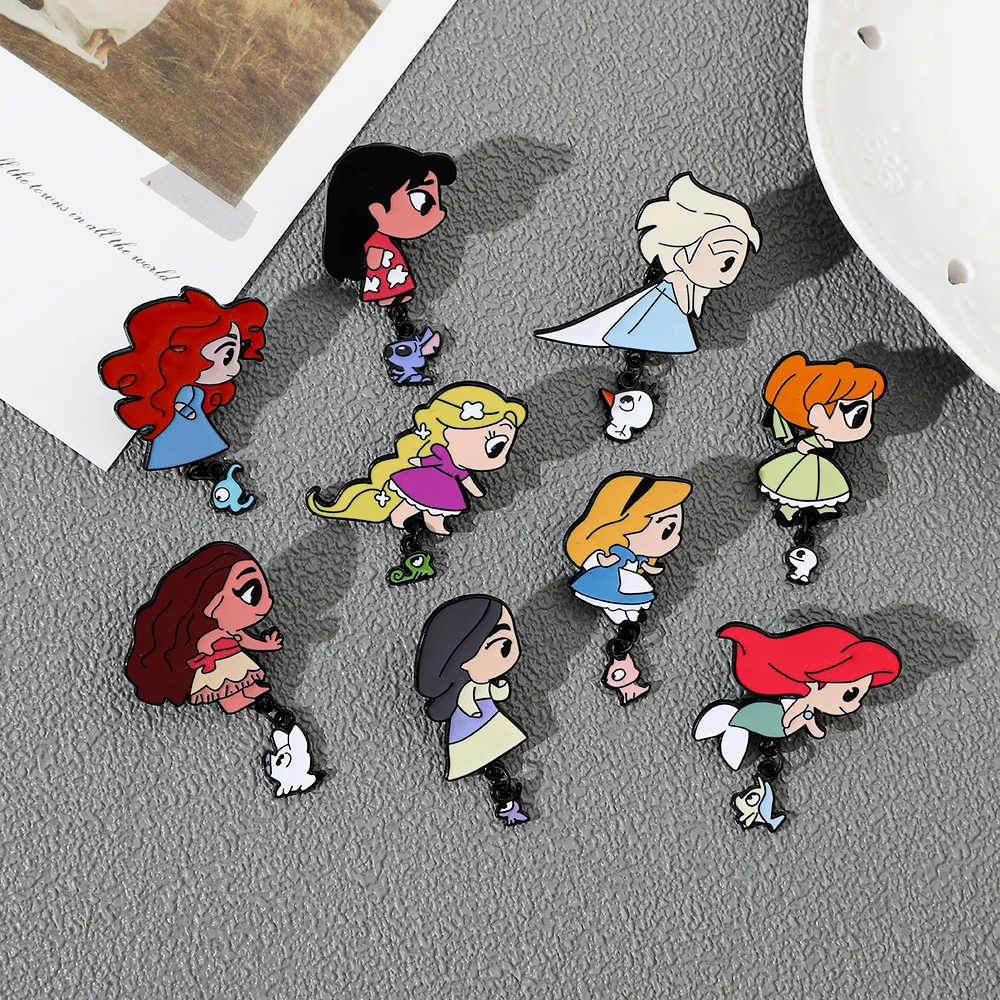 Alfileres de Disney con diseño de cuento de hadas, accesorios de insignia de Metal, bonitos broches de sirena Alice, Pin de solapa, decoración de