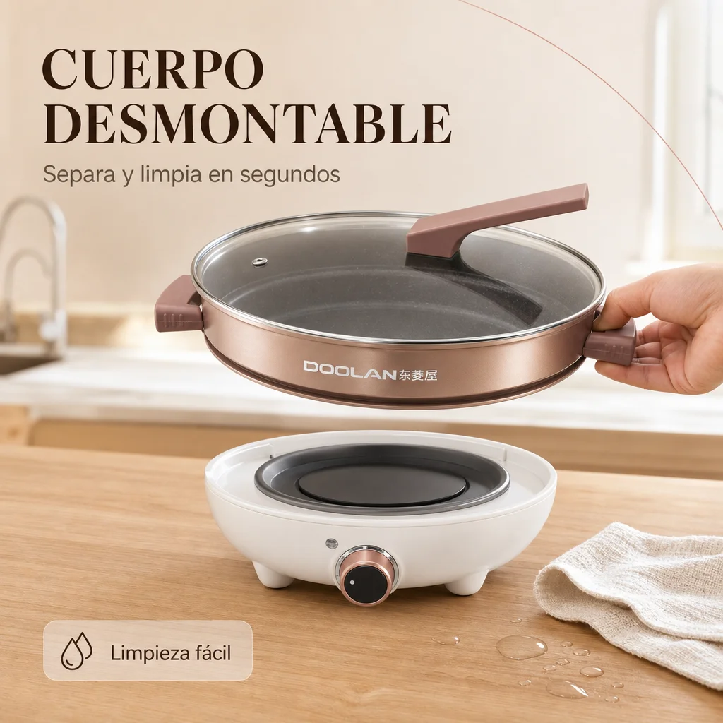 Olla eléctrica desmontable para hot pot, 30cm 1350W para cocina doméstica