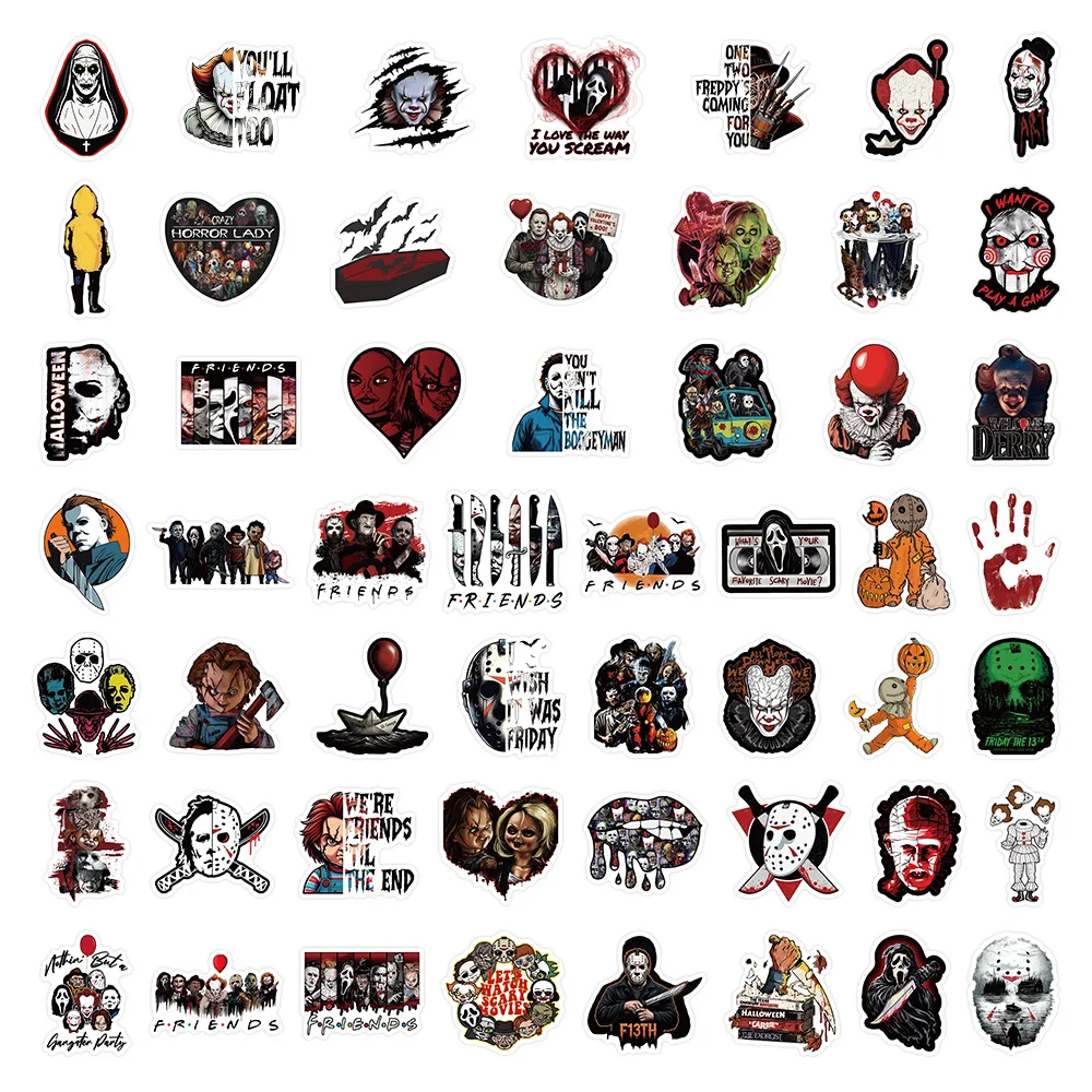 50 Stück Halloween Horror-Charakter-Aufkleber Horror-Atmosphäre Dekoration Graffiti Wasserbecher Wasserdichte Aufkleber – Detail 5