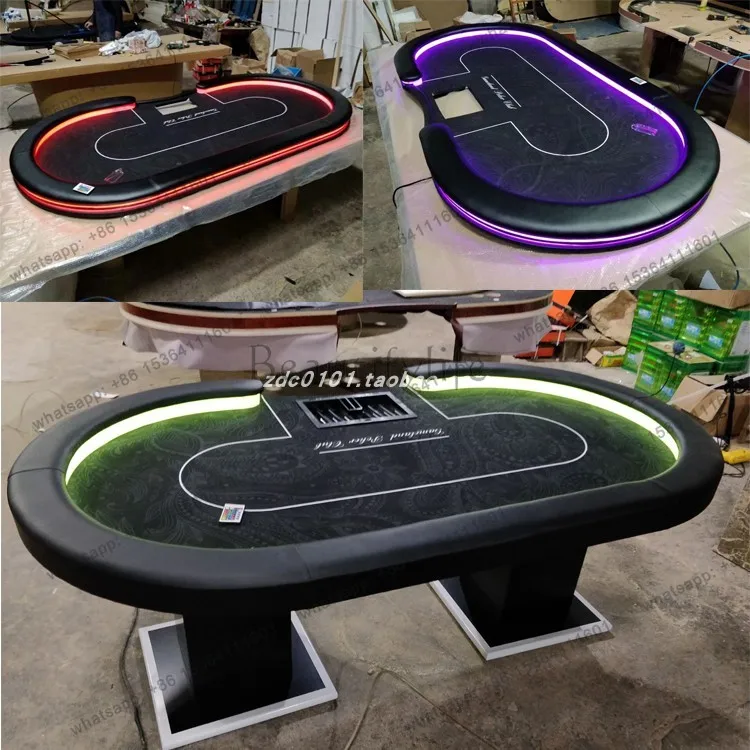Tavolo da poker Texas con telecomando Cuscino pieghevole in tessuto da tavolo Texas Poker con luce LED
