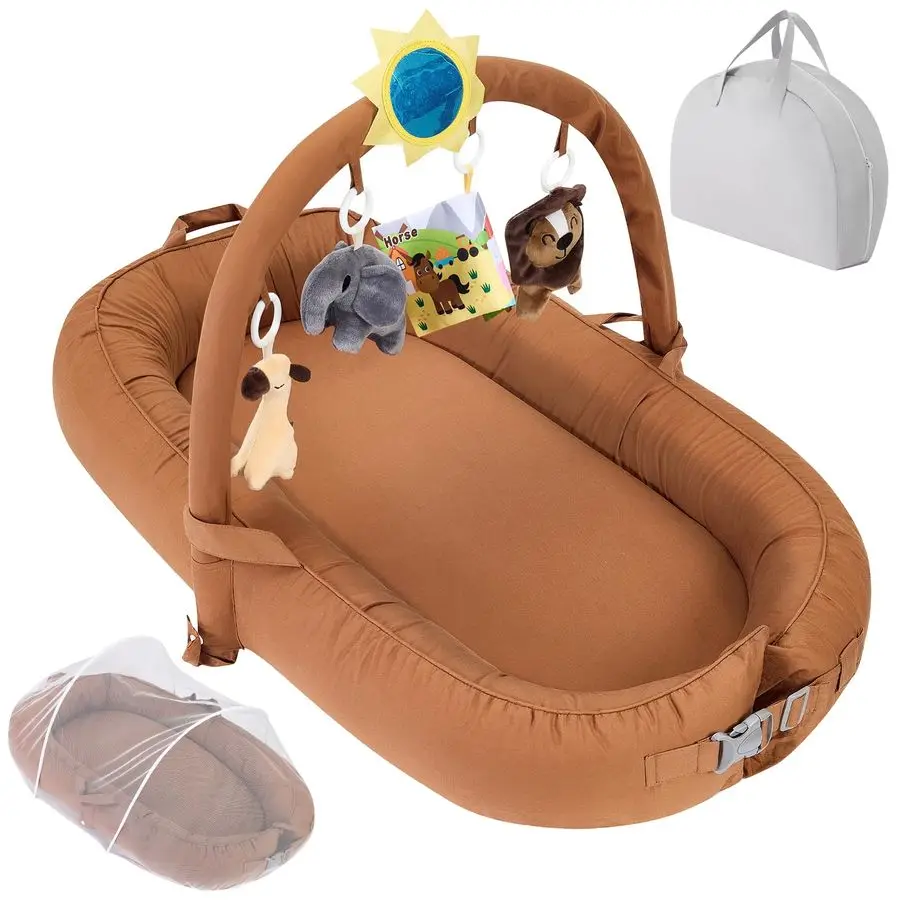 كرسي أطفال للسفر، كرسي أطفال مريح 100 قطن قابل للتنفس، عش الطفل 024 شهرًا، صالة لحديثي الولادة قابلة للغسل في الغسالة