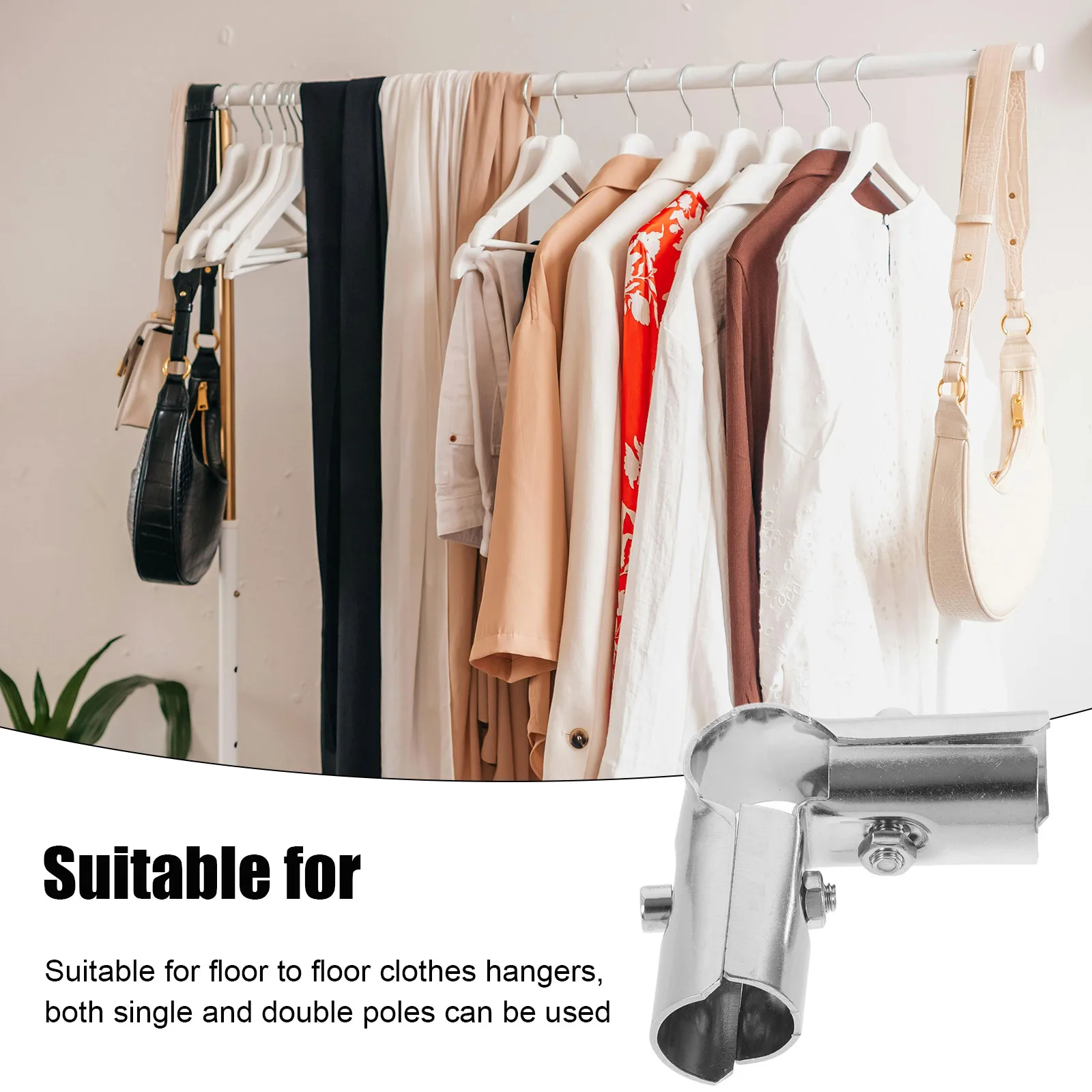 

4 Pcs Stainless Steel Pipe Fittings Clothes Drying Stick Pole Connector Silver Corner Protector Telescopic Adjustable Single
