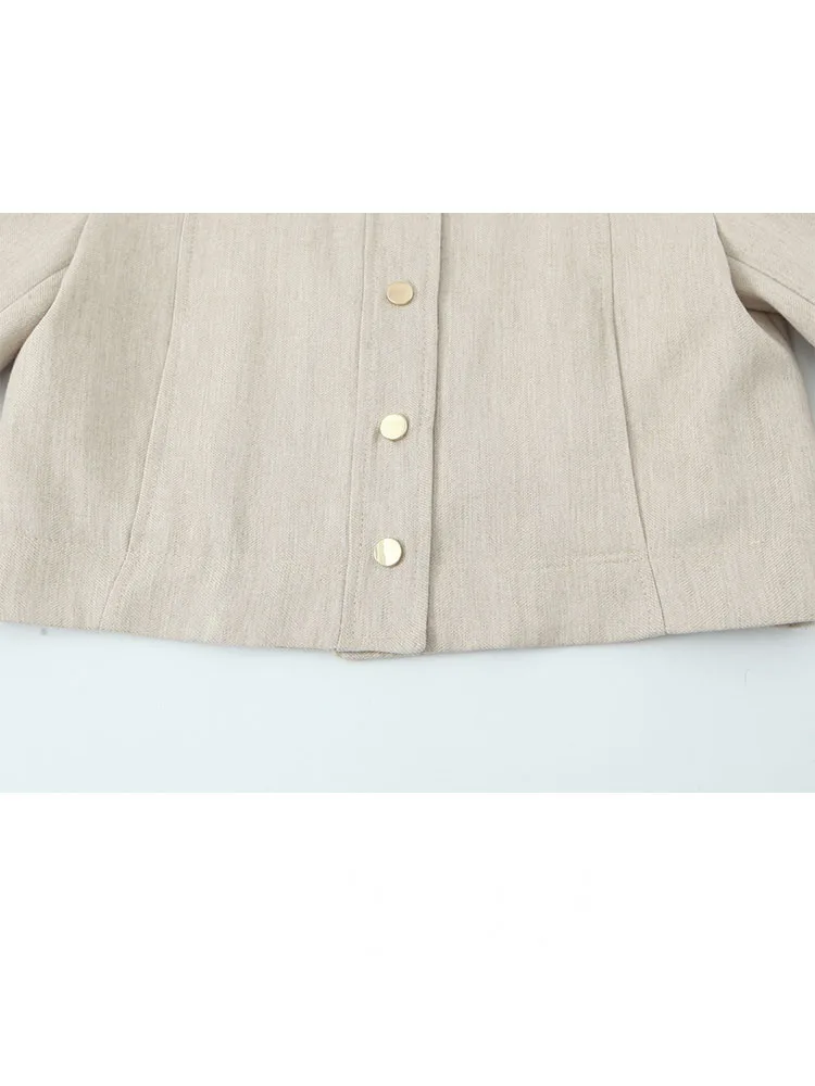 여름 여성 슬림 패션 싱글 버튼 라펠 재킷+엘라스틱 웨이스트 포켓 지퍼 팬츠 솔리드 라인 투피스 세트