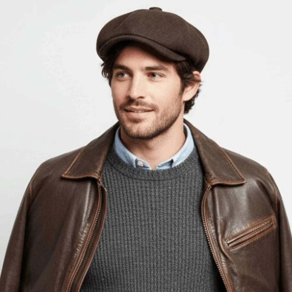 Boina Británica para Hombre, Diseño Simple en Contraste de Color, Estilo Vintage Octagonal, Color Sólido, Poliéster y Lana, para Uso Diario