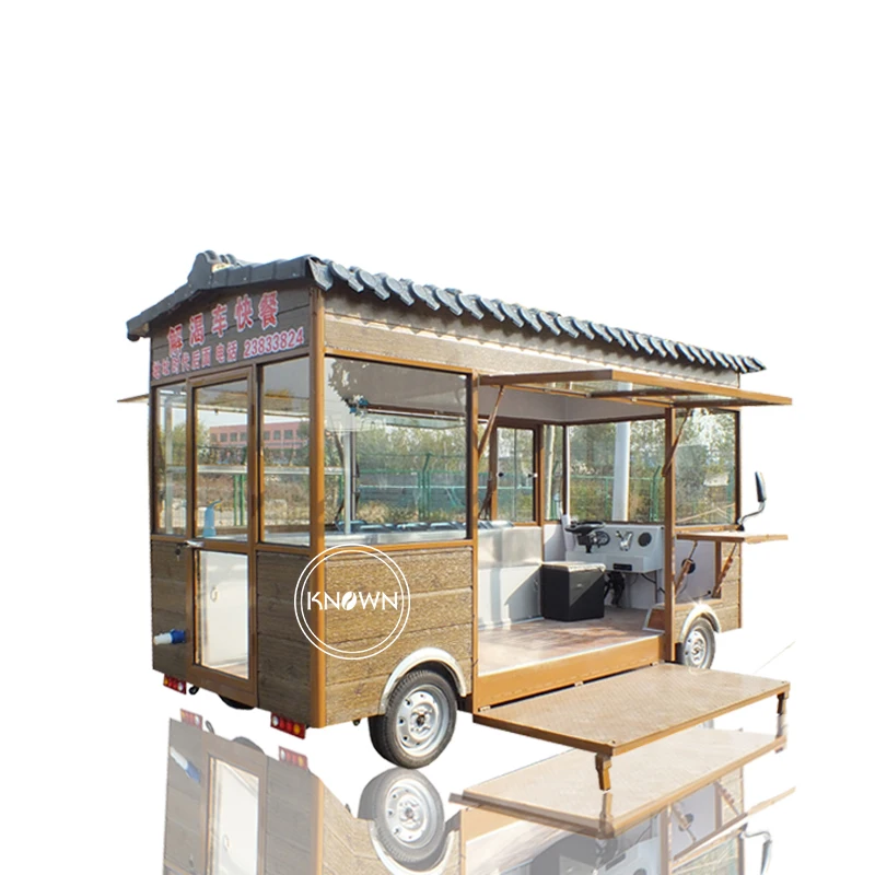 Tiny House Shape Electric Food Truck Mobile Kitchen Ice Cream Coffee Bubble Tea Food Vending Cart Catering Equipment