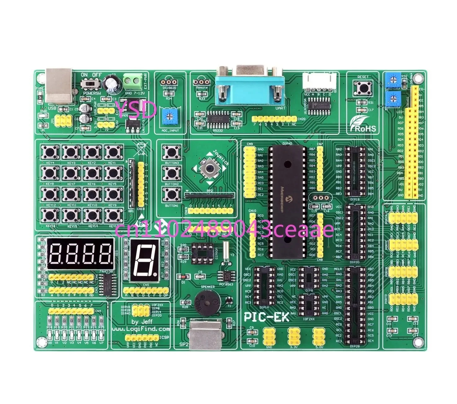 PIC MCU Learning Development Board PIC-EK With PIC16F877A