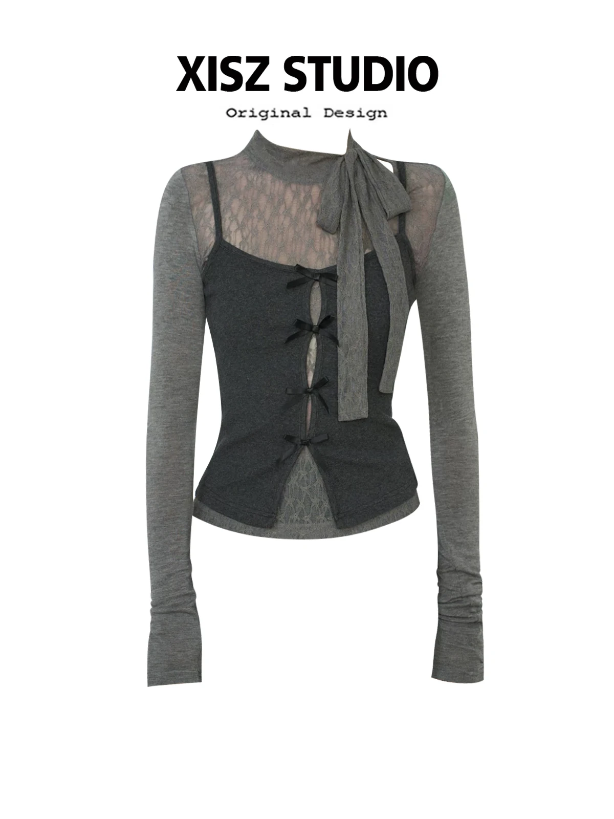 

Women Grey Torn T-shirt Harajuku Korean Y2k Tees Top Vintage 90s Aesthetic Long Sleeve T-shirt 2000s Trashy Fashion Clothes 2025