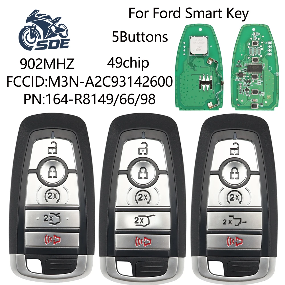 

SDE M3N-A2C93142600 902 МГц ID49 Чип Автомобильный дистанционный ключ для Ford Edge Fusion Expedition Explorer Mustang F Series 2017-2020