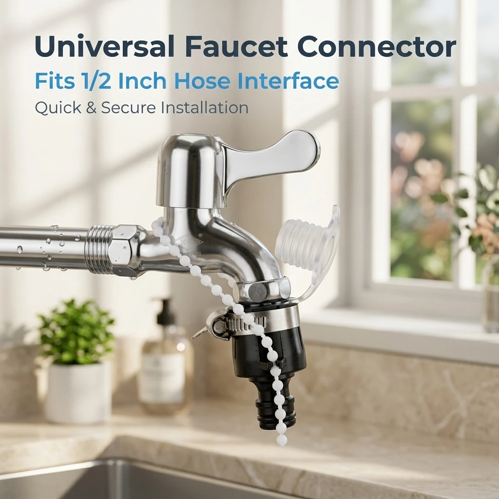 Universal Plastic Faucet to Garden Hose Adapter – Water Hose Connector Fits Most Standard Outdoor Spigots & Indoor Taps, Leak-Pr