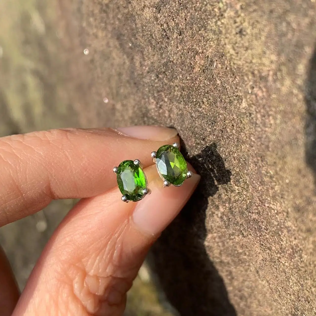 5*3MM Natural Diopside Stud Earrings For Women Real 925 Sterling Silver Vintage Femme Gift Prevent Allergy Fine Jewelry Stone