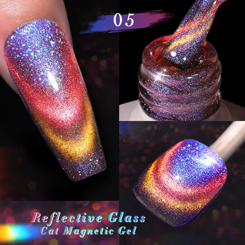 BORN PRETTY 10ml Double Light Orange Yellow Cat Magnetic Gel Nail Polish Reflective Sparkling Fall Color Varnis Semi Permanent