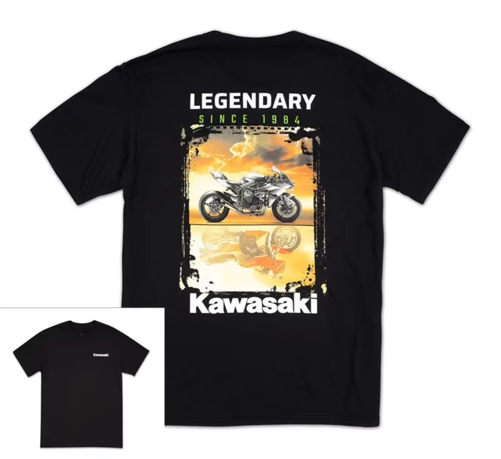 

2025-26, летняя новая футболка для езды на мотоцикле, лидер продаж, Kawasaki Ninja, зеркальная футболка, свободная повседневная хлопковая рубашка с круглым вырезом и коротким рукавом
