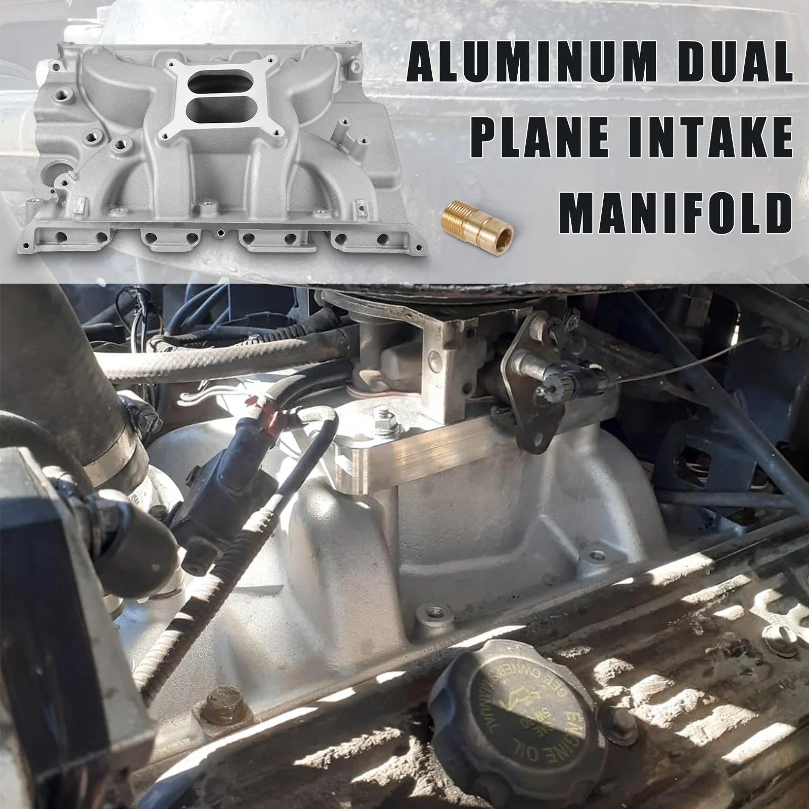 

Aluminum Dual Plane Satin Intake Manifold For Ford FE 390 406 410 427 428