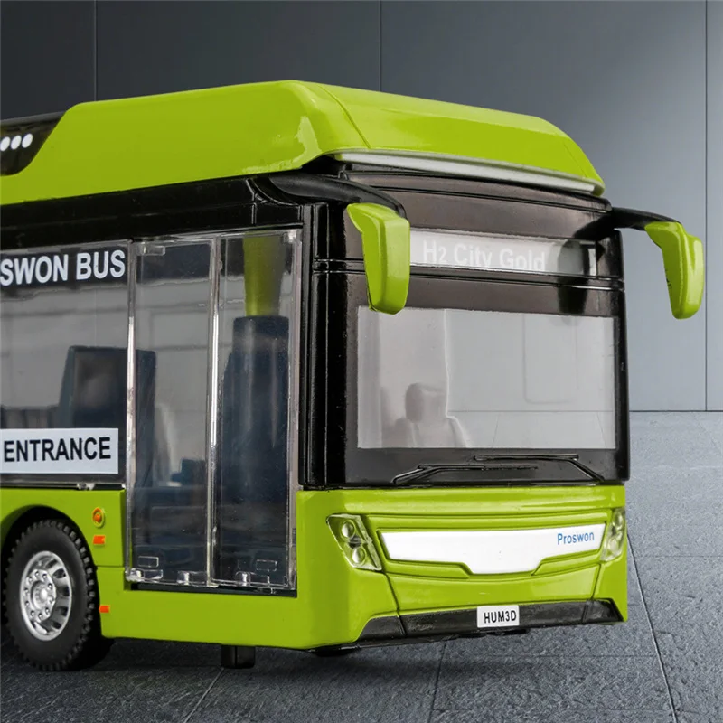 Luxe Nieuwe energie Elektrische Luchthaven Zakelijke Bus Legering Automodel Diecasts Metal City Tour Bus Model Geluid en Licht Kinderen Speelgoed Cadeau