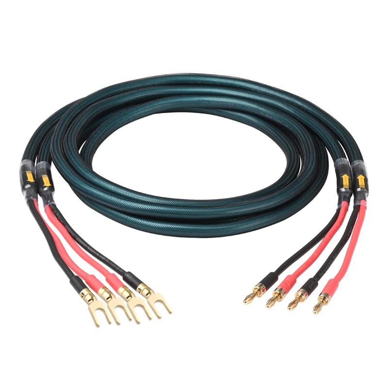 HiFi-luidsprekerkabel voor versterkergeluid Hi-end 8N OCC verzilverde luidsprekerkabel met banaan Y-stekkerkabel - afbeelding 1