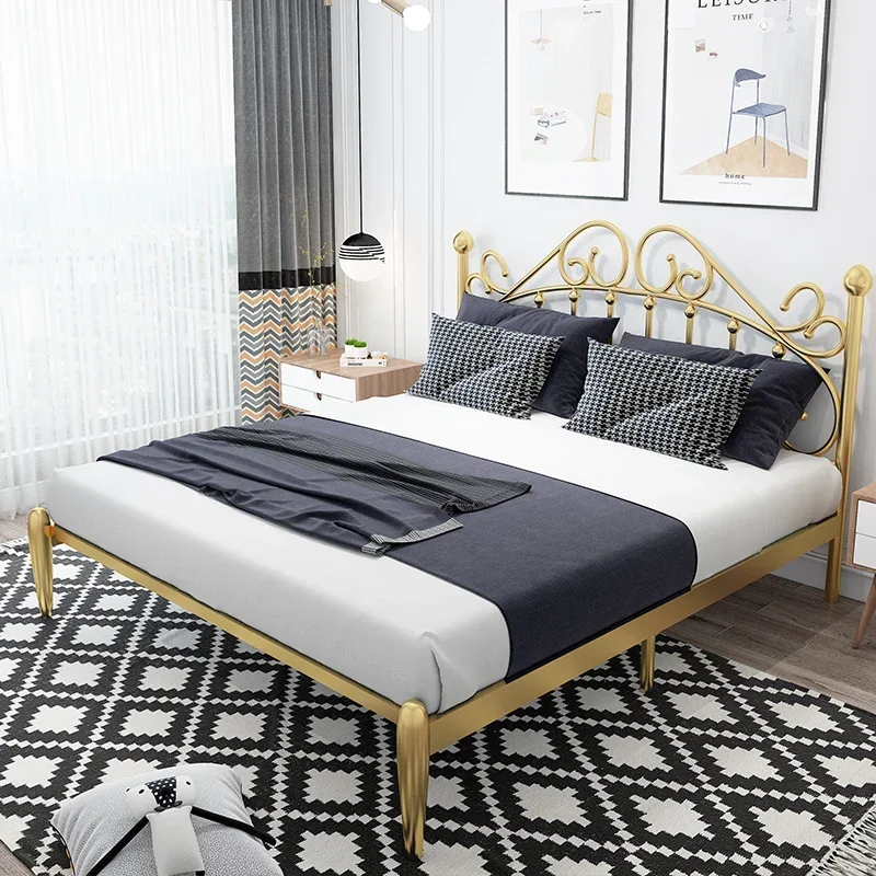 Kawaii Waterproof Double Beds European Bedroom 2 Person Metal Luxury Twin Beds Queen Modern White Camas De Dormitorio Furniture