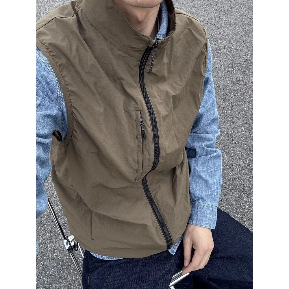 

Летний ветрозащитный повседневный жилет унисекс на молнии, функциональный спортивный жилет для молодежи, свободный крой, коллекция 2025 года