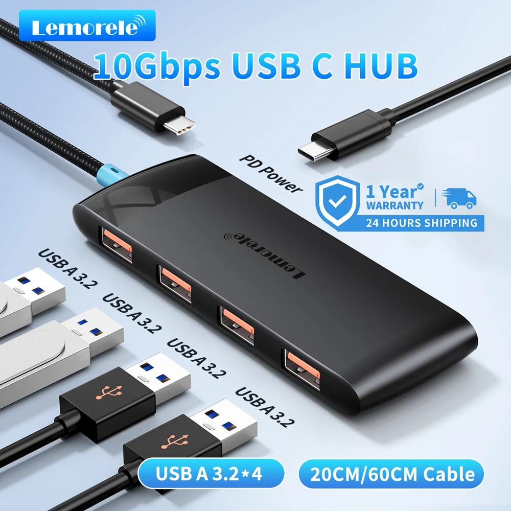 

Lemorele 5-in-1 USB C HUB Docking Station Plug and play USB HUB TYPE-C USB 3.2 10 Gbps for MacBook Tablet Camera Mobile phone