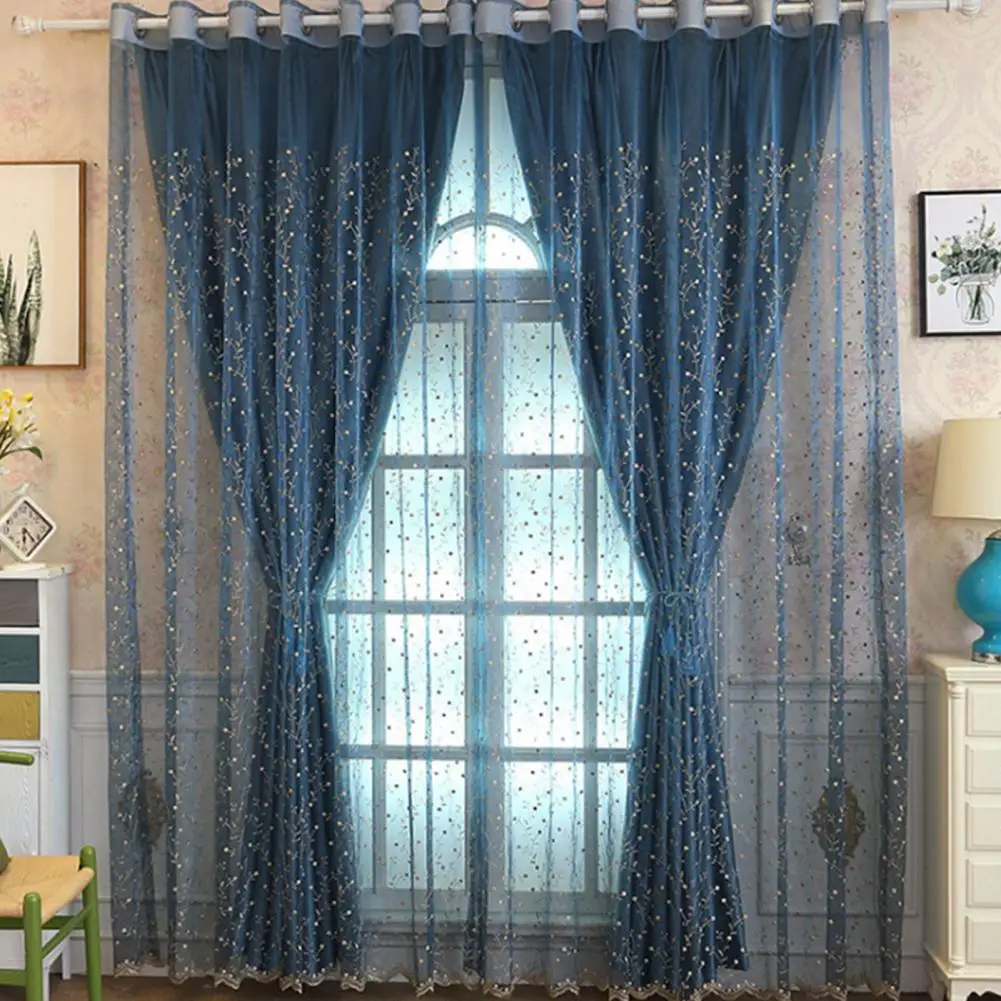 Window Tulle Polyester Blackout Sheer Window Tulle Transparent 3D Treatment Panel Draperies Window Curtains For Home Living Room