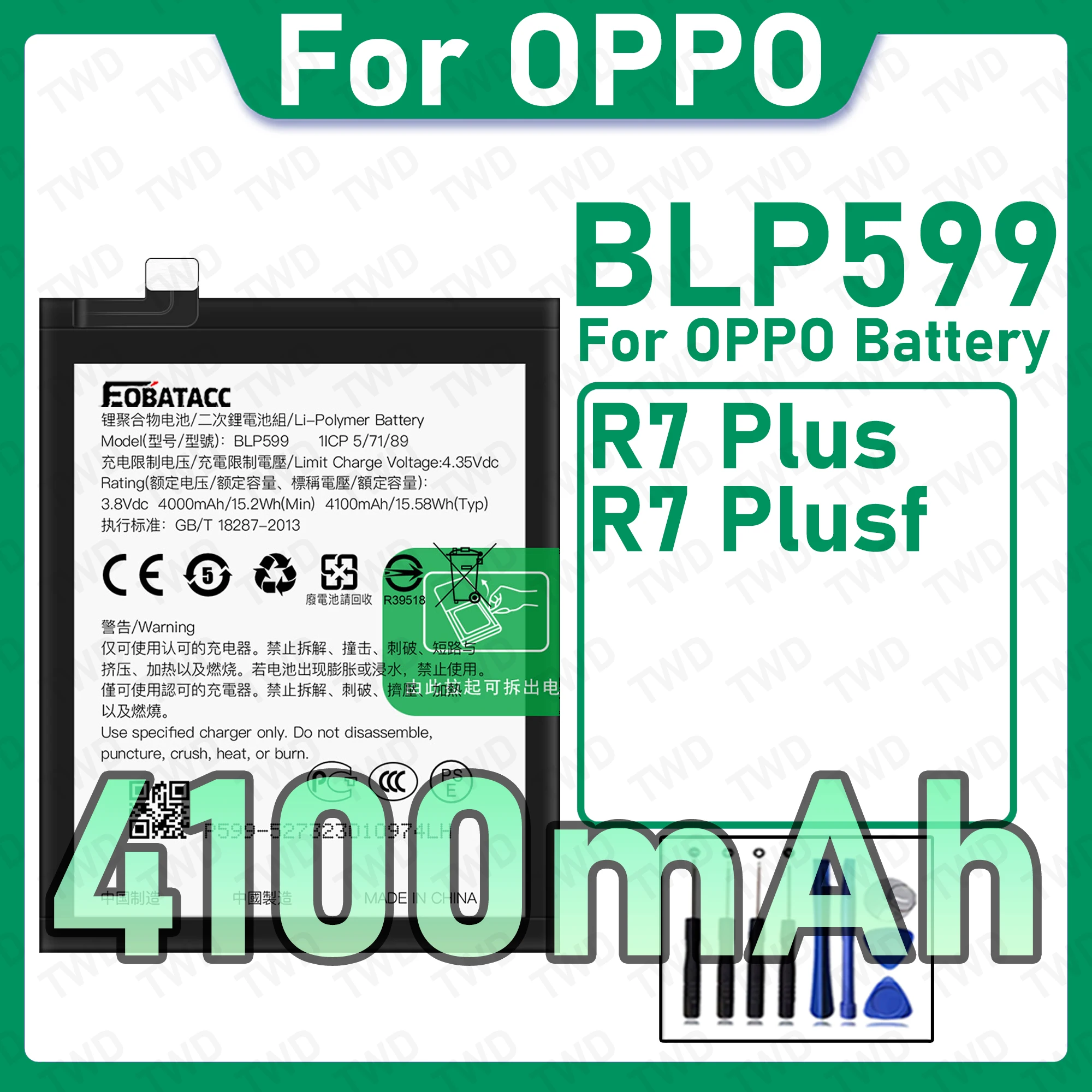 New High Quality Safe Durable BLP599 Battery For OPPO R7 Plus R7 Plusf Replacement Long Lasting+Free Tools