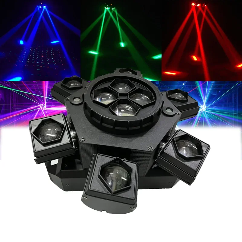 Alloy shell 6-arm bee eye LED beam mobile headlight with red and green laser effect, DJ disco music ball, LASER LIGHTS