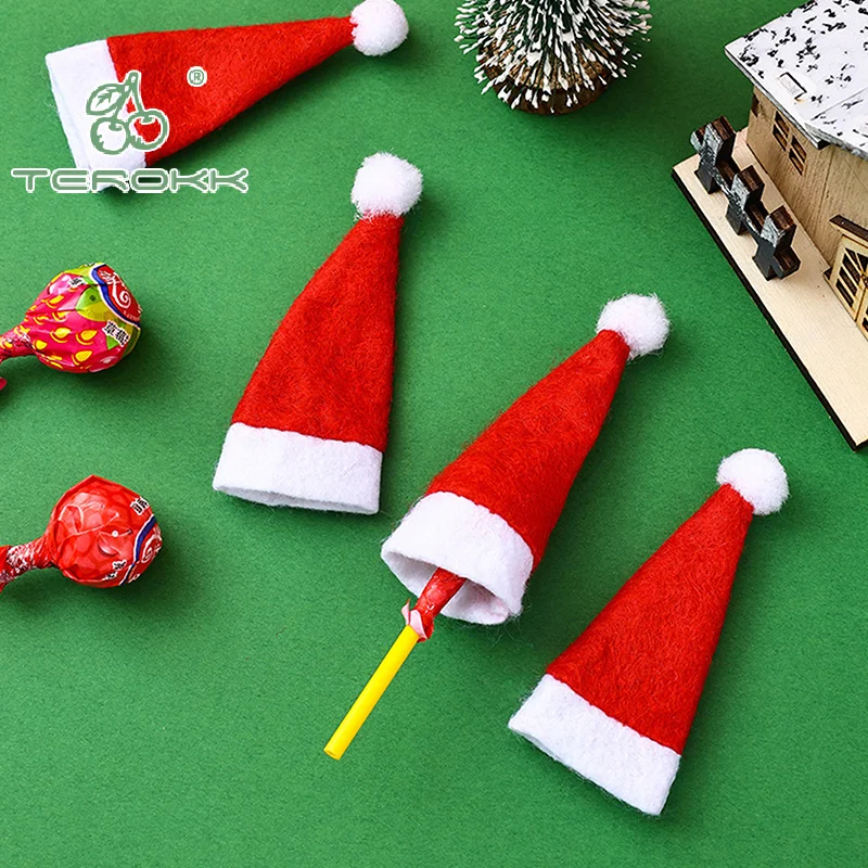 10PCS Mini Christmas Hats Cutlery Knifes Forks Holders Silverware Holder Xmas Hat Tableware Cutlery Bags