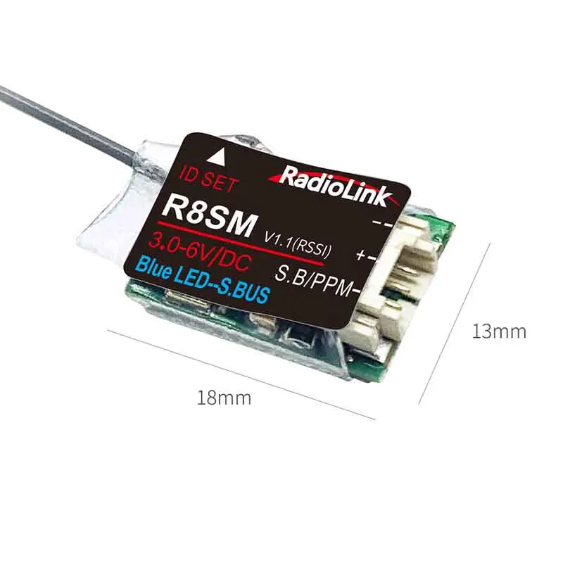 Radiolink R8SM 8CH 2.4G Receiver Real-time Built-In Telemetry Support SBUS& PPM Signals for Long Range RC FPV Drone Plane Model