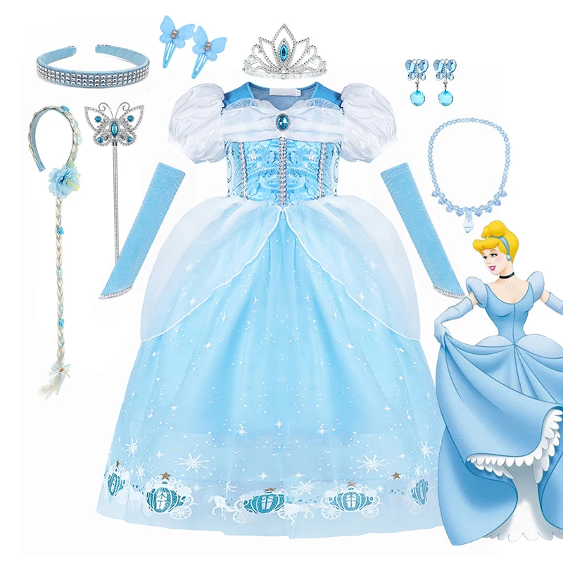 Disfraz de Cenicienta Classci de Disney, vestido de encaje de lujo, fiesta de cumpleaños, juego de rol, princesa, vestido de baile Grace de cuento de hadas para chico