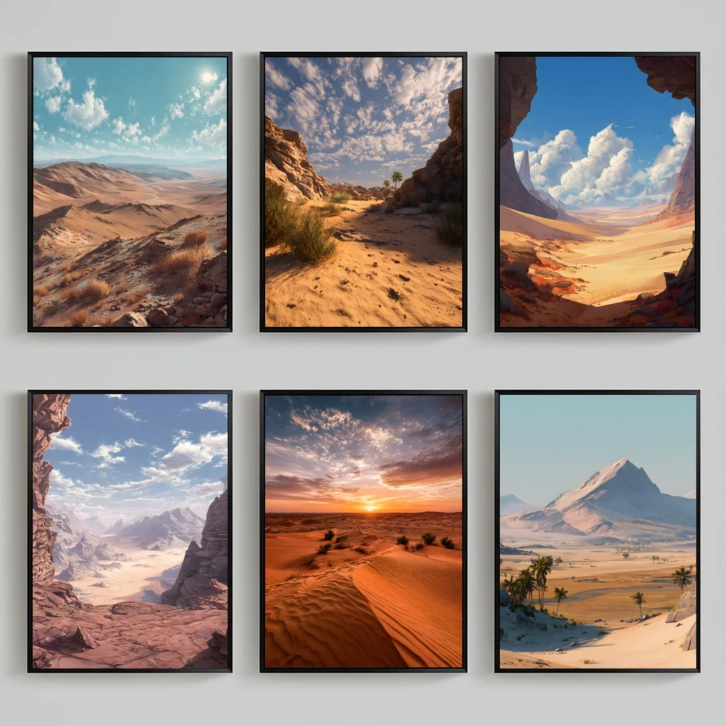 Arte de parede de paisagem, pintura em tela de paisagem desértica impressionante, pôsteres impressos de estilo moderno, decoração