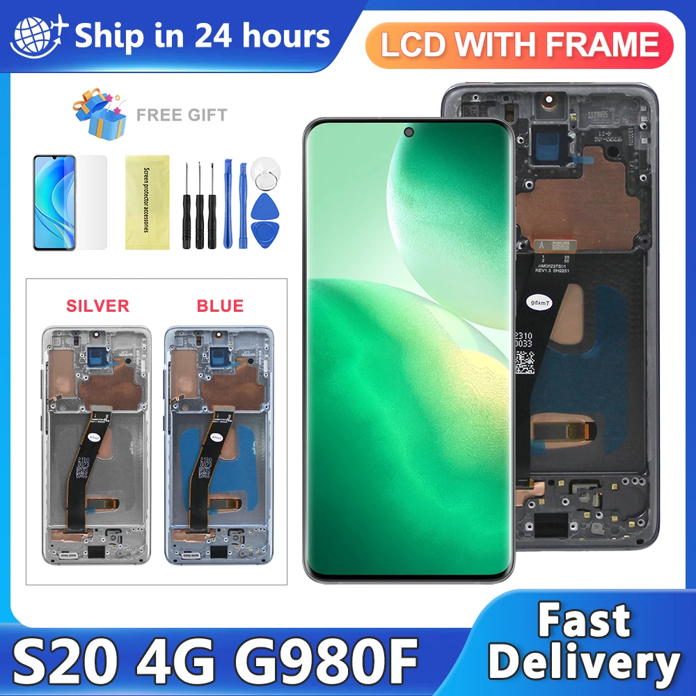 

6.2'' OLED For Samsung Galaxy S20 4G G980 G980F G980F/DS Lcd Display Digital Touch Screen with Frame S20 4G Display Replacement