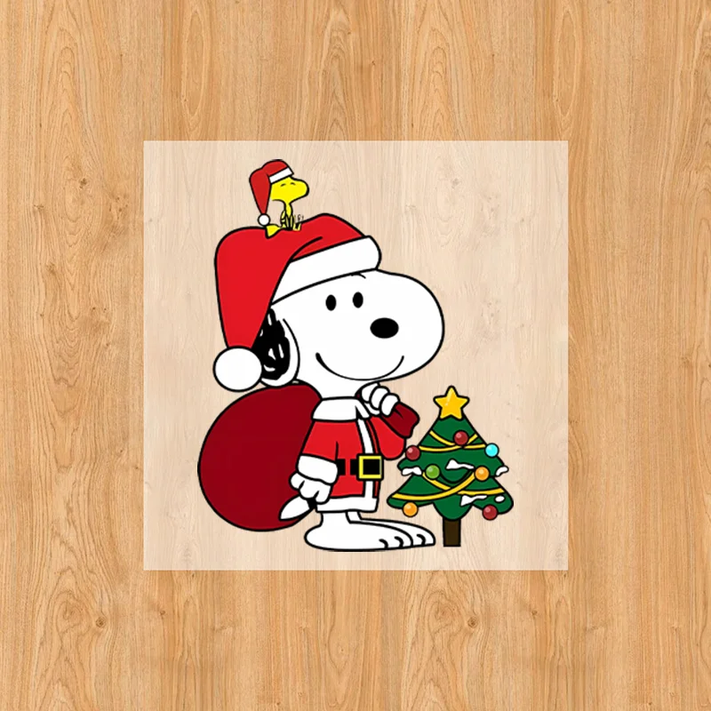 Snoopy Christmas Thermal Transfer Sticker Peanuts Anime Iron on Thermoadhesive Patches Clothes Kawaii Kid T-shirt Applique Decor